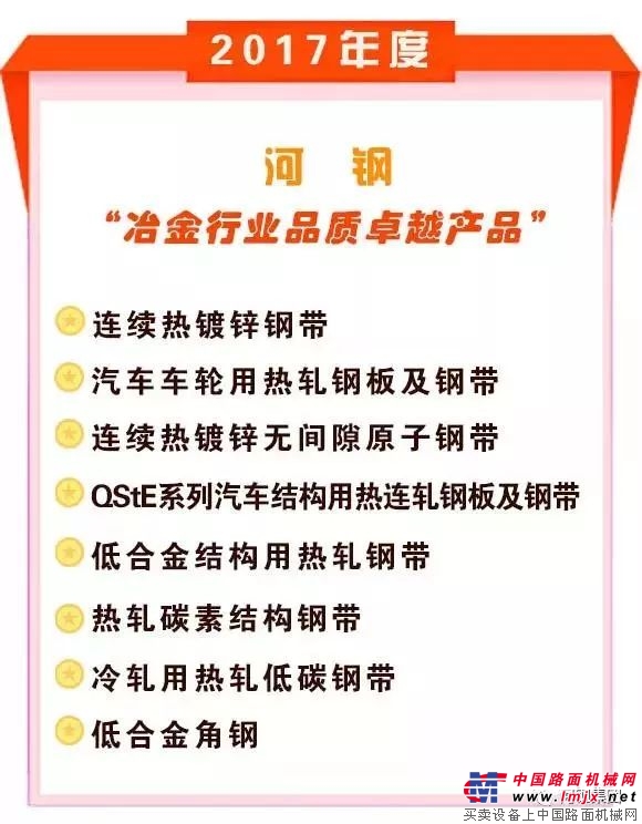 2017年度“冶金行业品质卓越产品”发布，河钢又有多项产品实力上榜