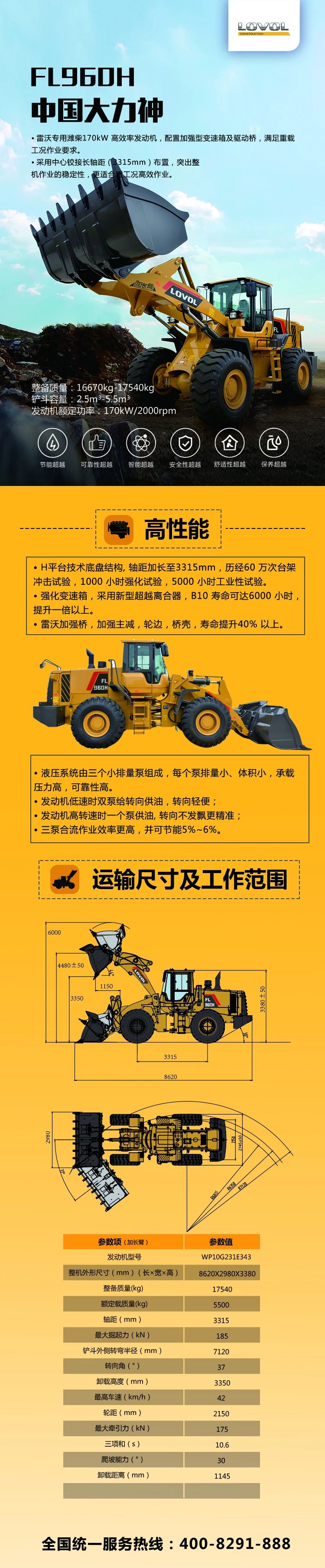 【一图收藏】雷沃FL960H装载机 重载工况的定海神针