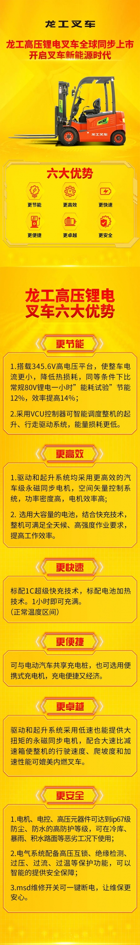 龙工高压锂电叉车全球同步上市，开启叉车新能源时代！